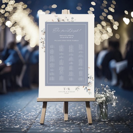 デリケートなワイルドフラワーシーティングチャートダスティBlu ID1102 アクリルサイン