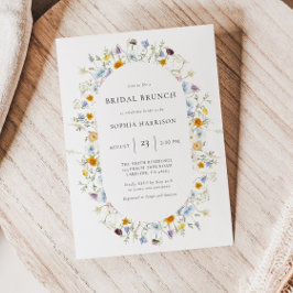デリケートなワイルドフラワーフレームブライダルシャワー 招待状