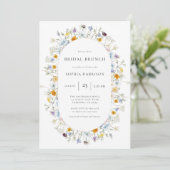 デリケートなワイルドフラワーフレームブライダルシャワー 招待状 (スタンド正面)