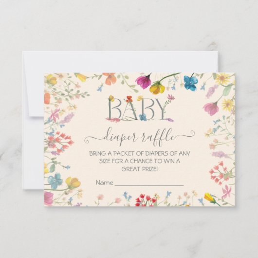 デリケートなワイルドフラワーフローラガーデンおむつラッフル 出欠カード (正面)