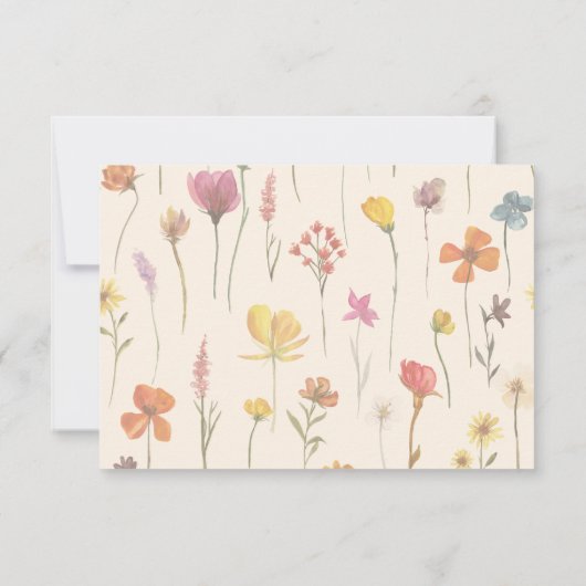 デリケートなワイルドフラワーフローラガーデンおむつラッフル 出欠カード (裏面)