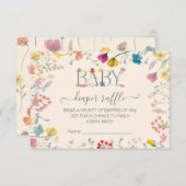 デリケートなワイルドフラワーフローラガーデンおむつラッフル 出欠カード (正面/裏面)