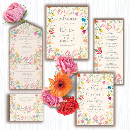 デリケートなワイルドフラワーフローラ庭園の結婚式 招待状