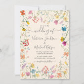 デリケートなワイルドフラワーフローラ庭園の結婚式 招待状 (正面)