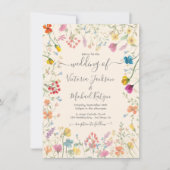 デリケートなワイルドフラワーフローラ庭園の結婚式 招待状 (正面)
