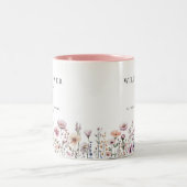 デリケートなワイルドフラワーベビーシャワーマグカップ – ほこりっぽいピンクW ツートーンマグカップ (中央)