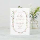 デリケートなワイルドフラワーベビーシャワー招待状 招待状 (スタンド正面)