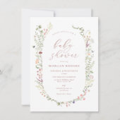 デリケートなワイルドフラワーベビーシャワー招待状 招待状 (正面)