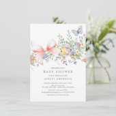 デリケートなワイルドフラワーベビーシャワー 招待状 (スタンド正面)