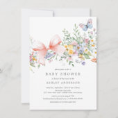 デリケートなワイルドフラワーベビーシャワー 招待状 (正面)