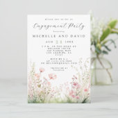 デリケートなワイルドフラワー婚約パーティ 招待状 (スタンド正面)