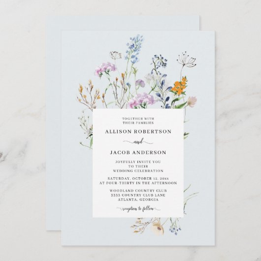 デリケートなワイルドフラワー結婚式招待状 招待状 (正面/裏面)