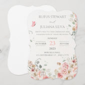 デリケートなヴィンテージフローラ結婚式招待状 (正面/裏面)