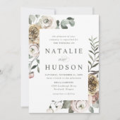デリケートな冬のフローラ結婚フレーム 招待状 (正面)
