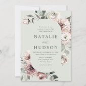 デリケートな冬のフローラ結婚フレーム 招待状 (正面)