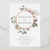 デリケートな冬のフローラ結婚フレーム 箔招待状 (正面)