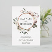デリケートな冬のフローラ結婚フレーム 箔招待状 (立ち正面)