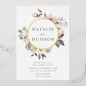 デリケートな冬のフローラ結婚フレーム 箔招待状 (正面)