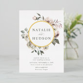 デリケートな冬のフローラ結婚フレーム 箔招待状 (立ち正面)