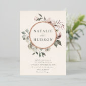 デリケートな冬のフローラ結婚フレーム 箔招待状 (立ち正面)
