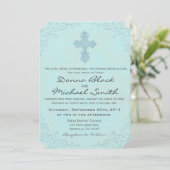 デリケートな十字宗教結婚式招待状 招待状 (スタンド正面)