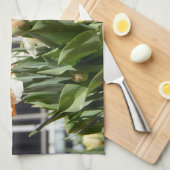 デリケートな可愛い水仙春 キッチンタオル (四つ折り)