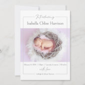 デリケートな台本ベビーガール出生告知カード 案内状 (正面)