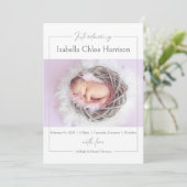 デリケートな台本ベビーガール出生告知カード 案内状 (スタンド正面)