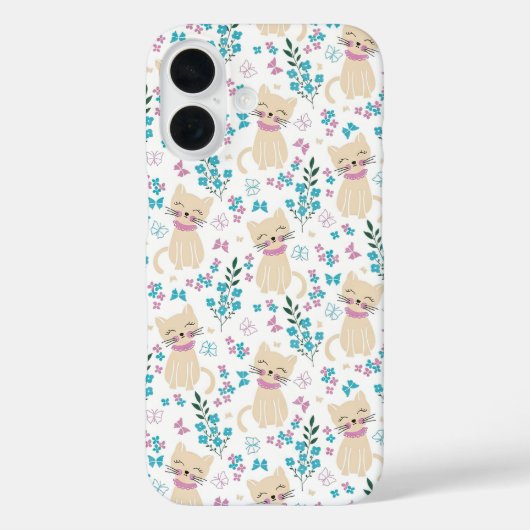デリケートな子猫とボタニカルな落書き Case-Mate iPhoneケース (裏面)
