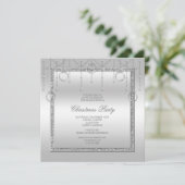 デリケートな星とリングや輪シルバークリスマスパーティー 招待状 (スタンド正面)