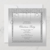 デリケートな星とリングや輪シルバークリスマスパーティー 招待状 (正面)