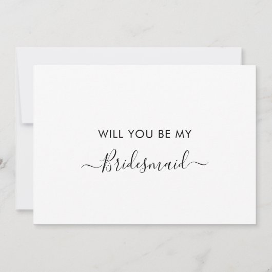 デリケートな書道の花嫁介添人プロポーズカード 招待状 (正面)