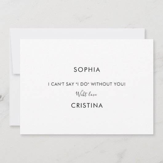 デリケートな書道の花嫁介添人プロポーズカード 招待状 (裏面)