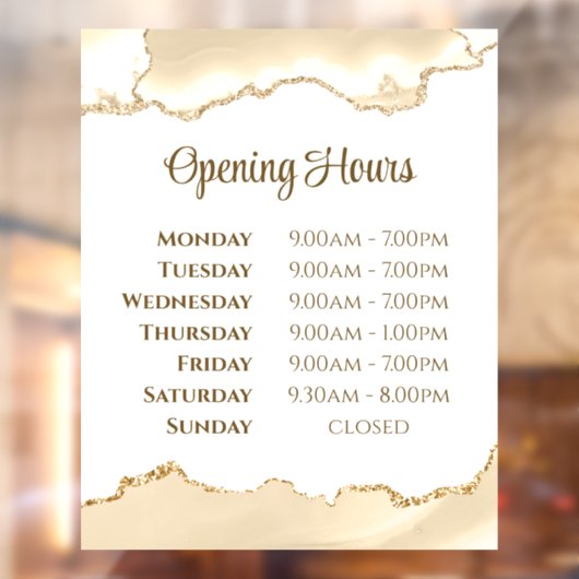 デリケートな桃の瑪瑙の開店時間ウィンドウにしがみつく ウィンドウサイン (シート2)