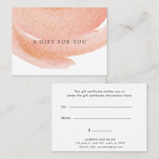 デリケートな桃フローラギフト券 名刺 (正面/裏面)