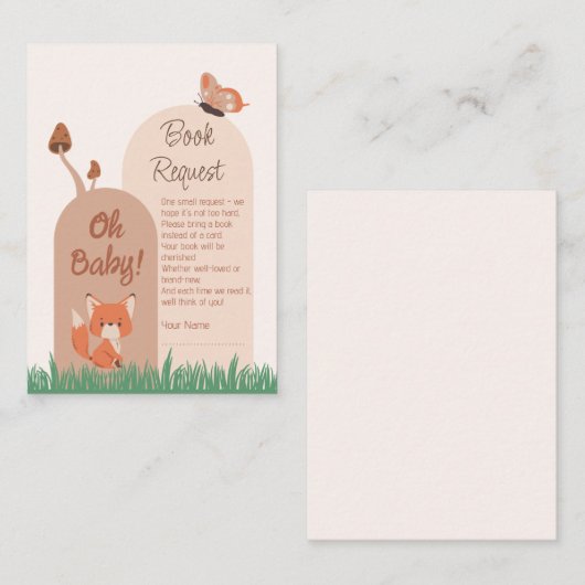 デリケートな森キツネ赤ちゃんシャワー予約リクエスト エンクロージャーカード (正面/裏面)
