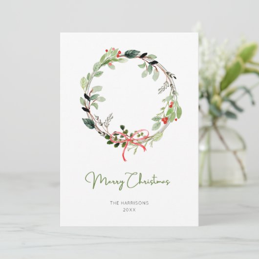 デリケートな水の色クリスマスリース シーズンカード (スタンド正面)
