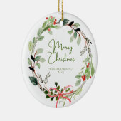 デリケートな水の色クリスマスリース セラミックオーナメント (右)