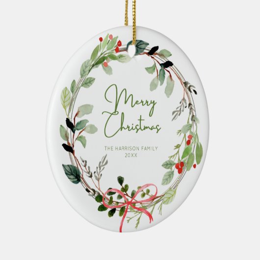 デリケートな水の色クリスマスリース セラミックオーナメント (右)