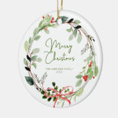 デリケートな水の色クリスマスリース セラミックオーナメント (左)