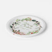 デリケートな水の色クリスマスリース ペーパープレート (アングル)