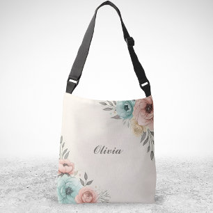 デリケートな水彩画の花のスケッチ クロスボディバッグ