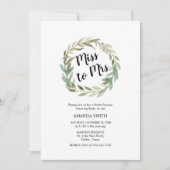 デリケートな水彩葉リースブライダルシャワー 招待状 (正面)