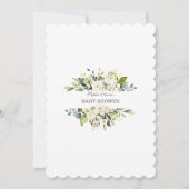 デリケートな白い花インビタシオンデベビーシャワー 招待状 (裏面)