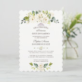 デリケートな白い花インビタシオンデベビーシャワー 招待状 (スタンド正面)