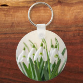 デリケートな白スノードロップの花 春の開花 キーホルダー (正面)