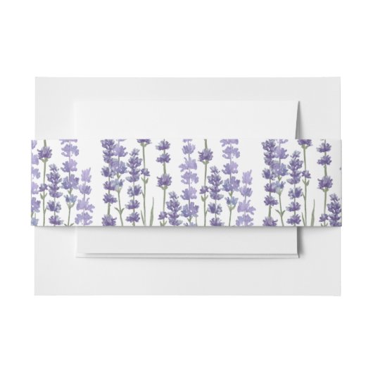 デリケートな紫のフローララベンダーフィールド 招待状ベリーバンド (正面例)