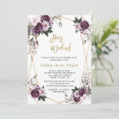 デリケートな紫のフローラ金ゴールドバチェロレッテ週末 招待状 (スタンド正面)