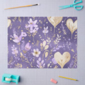 デリケートな紫の金ゴールドフローラハートの分離 薄葉紙 (クラフト)