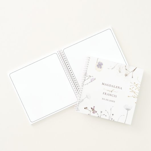 デリケートな結婚ワイルドフラワーズゲストブック ノートブック (内部)